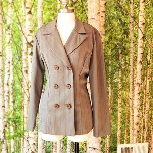 Vintage Pin Striped Double Breasted Wide Lapel Alyn Paige Made in USA Blazer